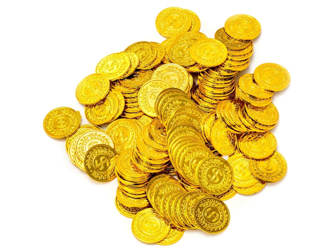 Moedas de Ouro em Plástico 144 Unidades