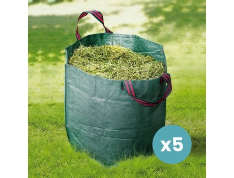 Lote 5 Saco De Jardinagem 272l Com Alças Impermeáveis Skylantern Verde Reutilizável