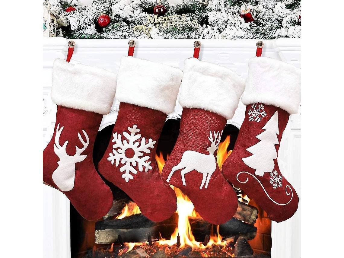 Conjunto De 4 Meias De Natal De Rena De 18. Olysi Shop