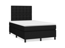 Vidaxl Cama Box Spring C/ Colchão E Led 120x190 Cm Tecido Preto