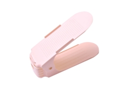 Rack De Sapatos Ajustável Duas Camadas Rosa Para Economia De Espaço