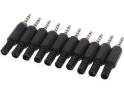 Pacote Com 10 Conectores De Áudio Macho De 3,5 Mm Para Soldagem, Estéreo De 4 Polos E 3 Anéis.