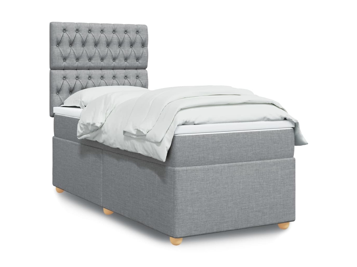 Vidaxl Cama Com Molas/colchão 90x190 Cm Tecido Cinzento-claro