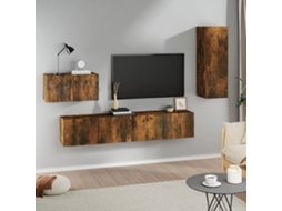 Vidaxl Conjunto Móveis De Tv 4 Pcs Madeira Processada Carvalho Fumado