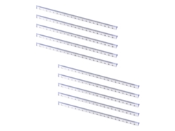 Régua de escala de plástico transparente com 10 peças, fácil de identificar.