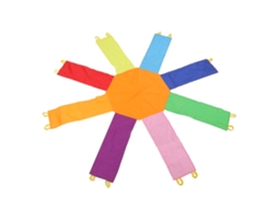 Walshlxq paraguas Octagonal Arcoíris para Juegos Infantiles Con 16 Mangoes 2.4m/7.9ft Entrenamiento Sensorial Jardín de Infantes