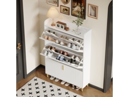 Sapateira 3 Prateleiras Branca Fosca MDF Pés Dourados VOLTEDGE