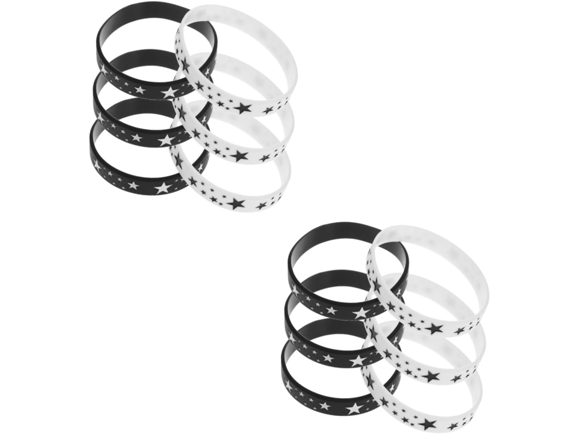Conjunto Sewacc com 12 pulseiras de silicone com estrela Cinco Pontas, pulseiras decorativas de silicone.