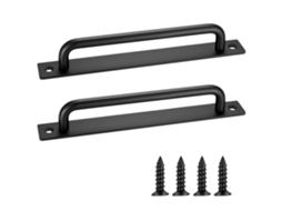 Puxador 2 Peças Deslizante Preto Alumínio Para Portas Internas E Externas,porta De Celeiro,armário,quarto,inclui 4 Parafusos,244mm Btforus