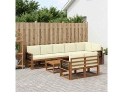 Vidaxl Conjunto De Sofás Para Exterior 9 Unid. Natural E Creme