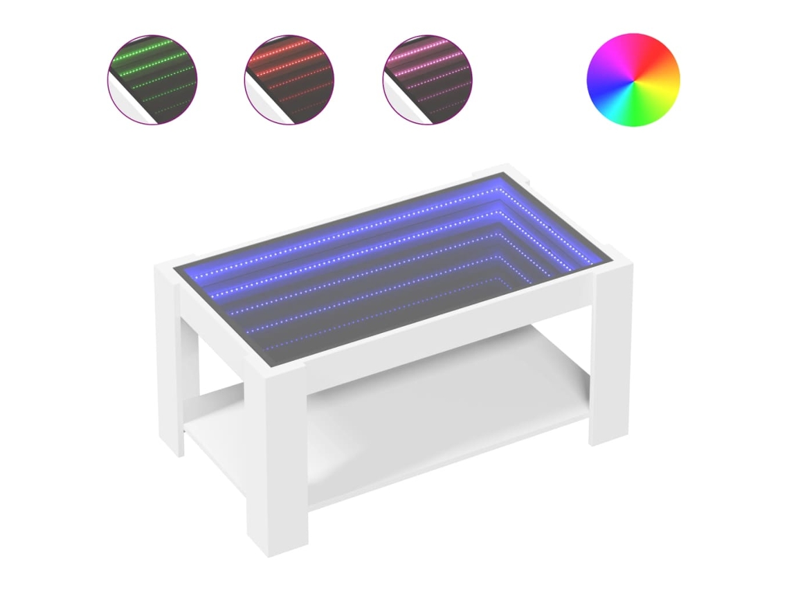 Mesa de Centro com Leds MAISON EXCLUSIVE Derivados de Madeira Branco (93x53x45 cm)
