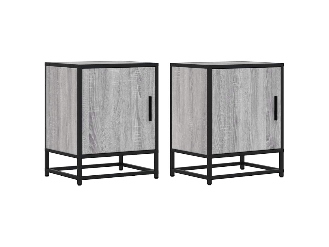 Conjunto de 2 Mesas de Cabeceira Sonoma Cinzento Madeira MAISON EXCLUSIVE (40x31x50 cm)