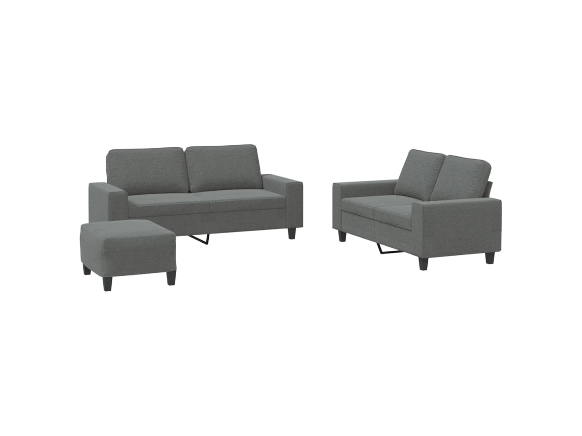 3 Pcs Conjunto de Sofás Tecido Cinzento escuro MAISON EXCLUSIVE