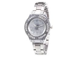 Relógio feminino Zhoulianfa de luxo, analógico, em aço inoxidável com strass (prateado)