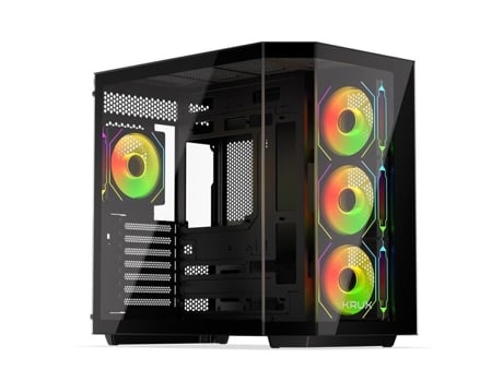 Boîtier Pc Atx Krux Empero 4 Ventiladores Argb 120 Mm Painéis De Vidro Resfriamento A Líquido 360 Mm