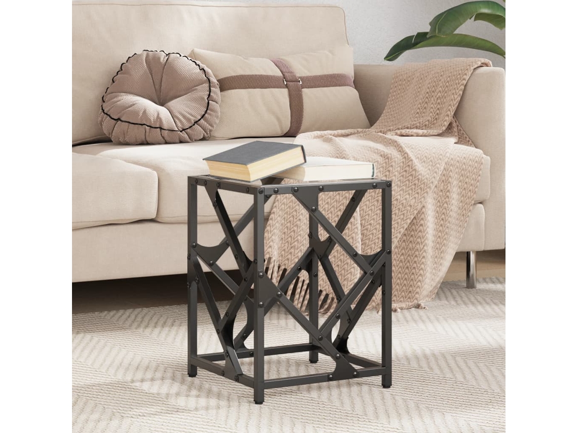 Vidaxl Mesa De Centro C/ Topo Em Vidro Transparente 30x30x41 Cm Aço