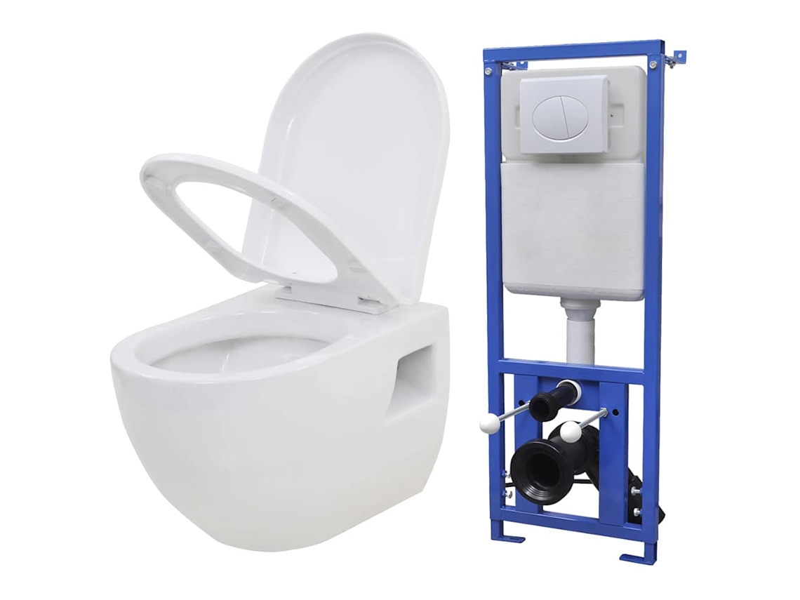 Toilet With Concealed Cistern, Toilets With Concealed Cisterns Vidaxl Branco Cerâmica