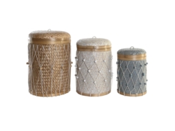 Conjunto de Cestas DKD HOME DECOR Algodão Bambu Boho 46x46x58 cm