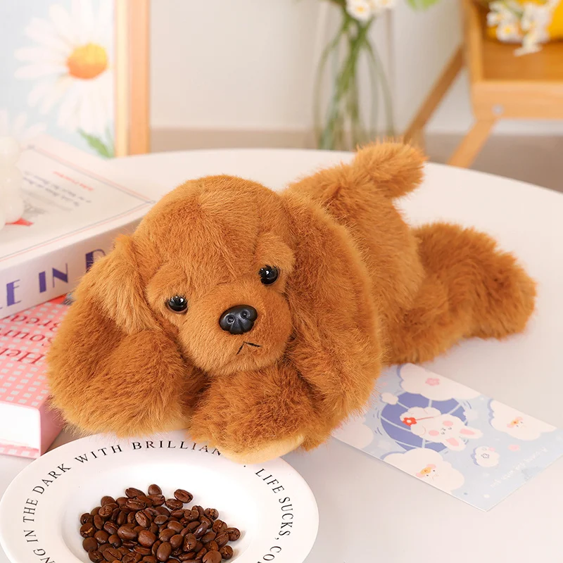 Lindo Cachorrinho de Pelúcia Reclinado, Boneco de Pelúcia Macio MDUG (marrom, 30cm)