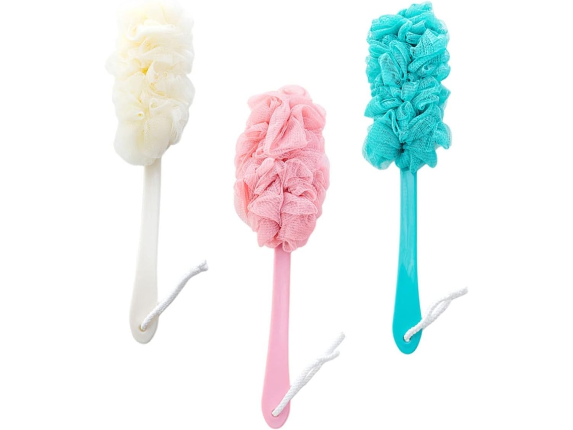 Conjunto De 1 Escova Banho Com Cabo Longo Wooneky Para Limpeza, Acessório Prático, Azul, Rosa E Bege