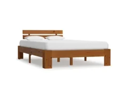 Estrutura De Cama 120x200 Cm Pinho Maciço Castanho Mel