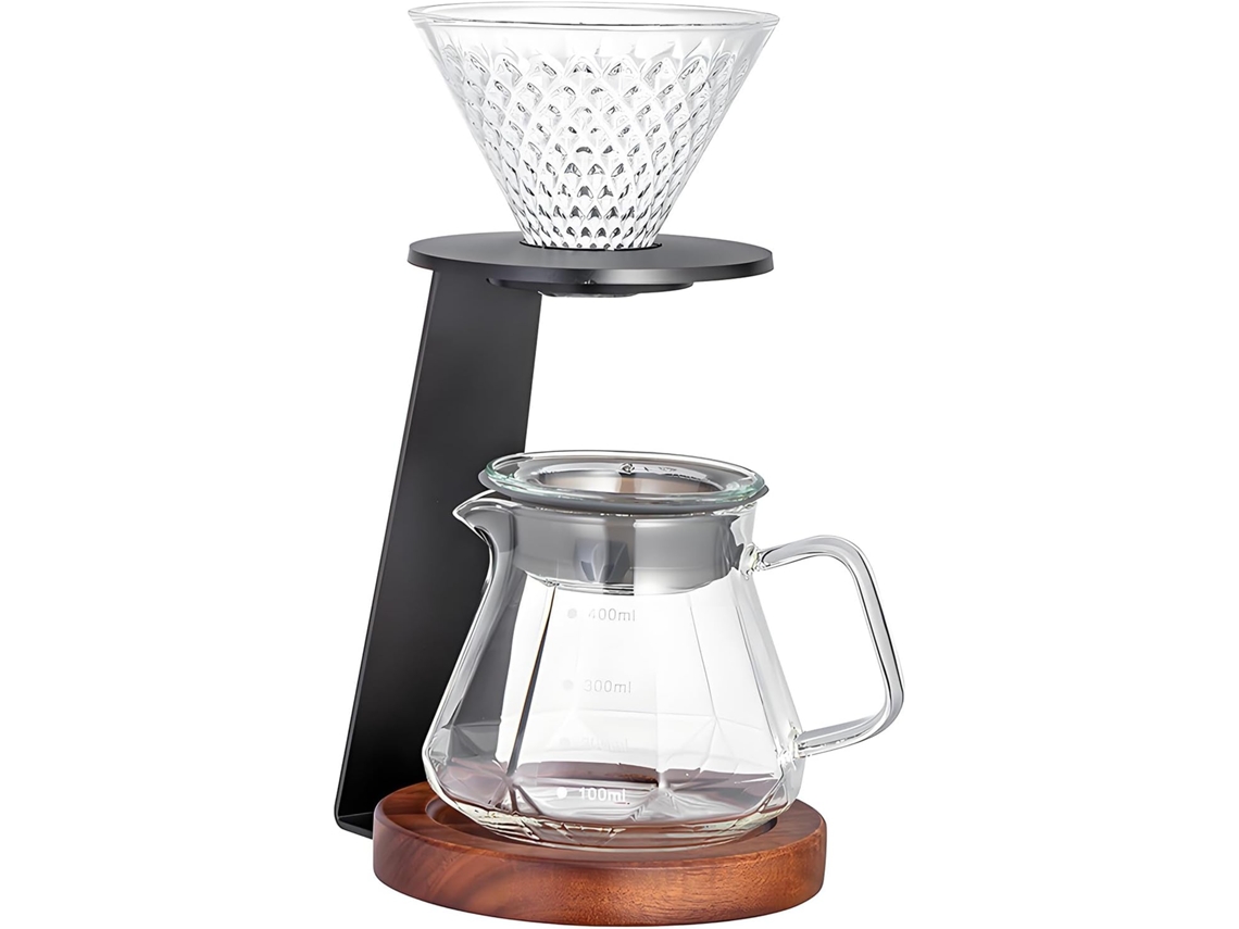 Cafeteira Elegante Com Jarra De Vidro Transparente E Madeira, Acessórios Para Filtro De Café E Para Preparo