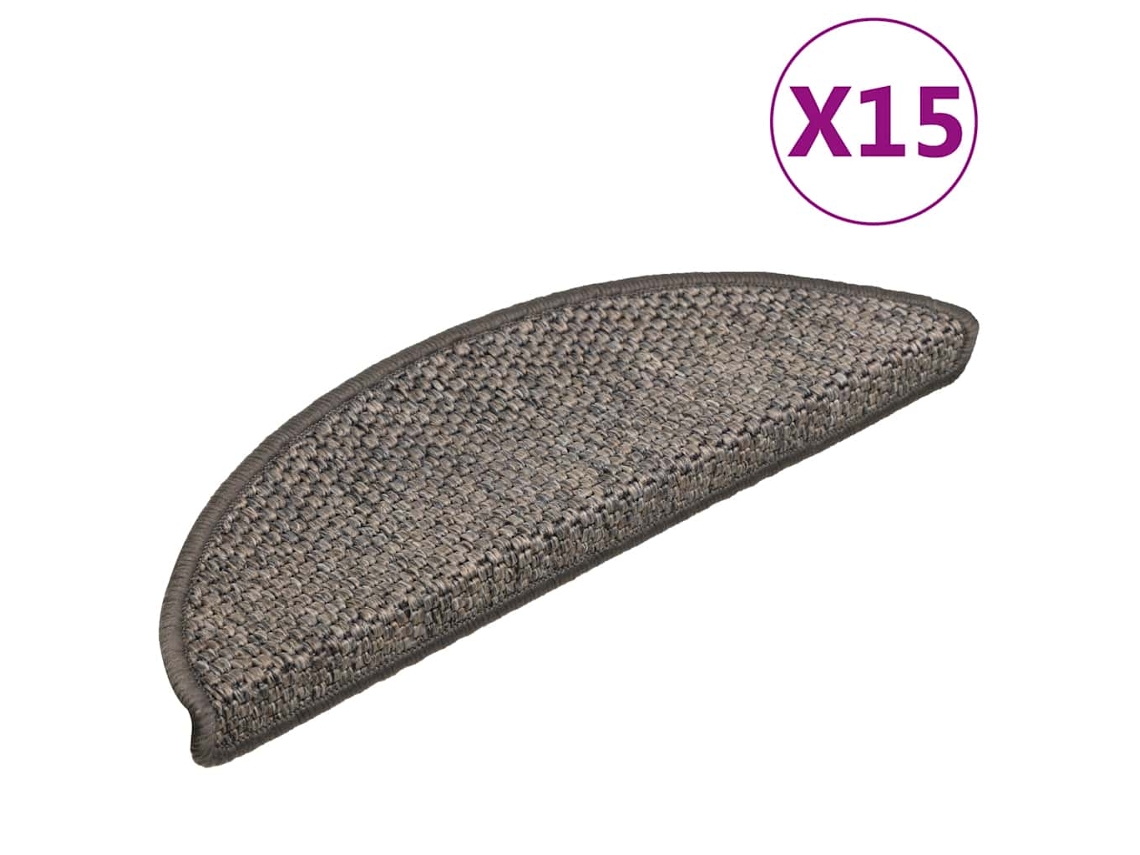 Vidaxl Tapetes Escada Adesivos Aspeto Sisal 15 Pcs Cinzento/bege