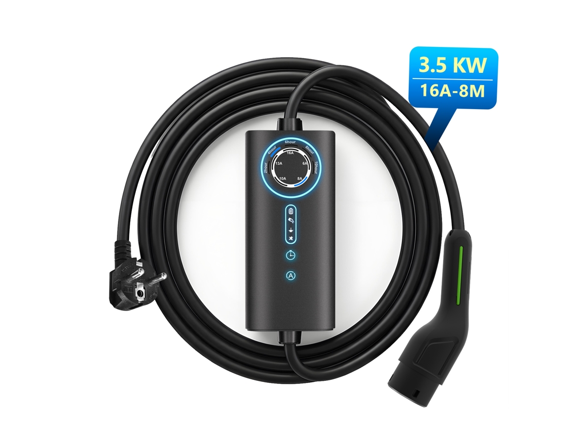 Ev Carregador HEXINEX 3.5 Kw, Tipo 2, 8 M, Monofásico, 6 16 A, Potência de Carregamento Ajustável, Ip65, Resistente À Água.