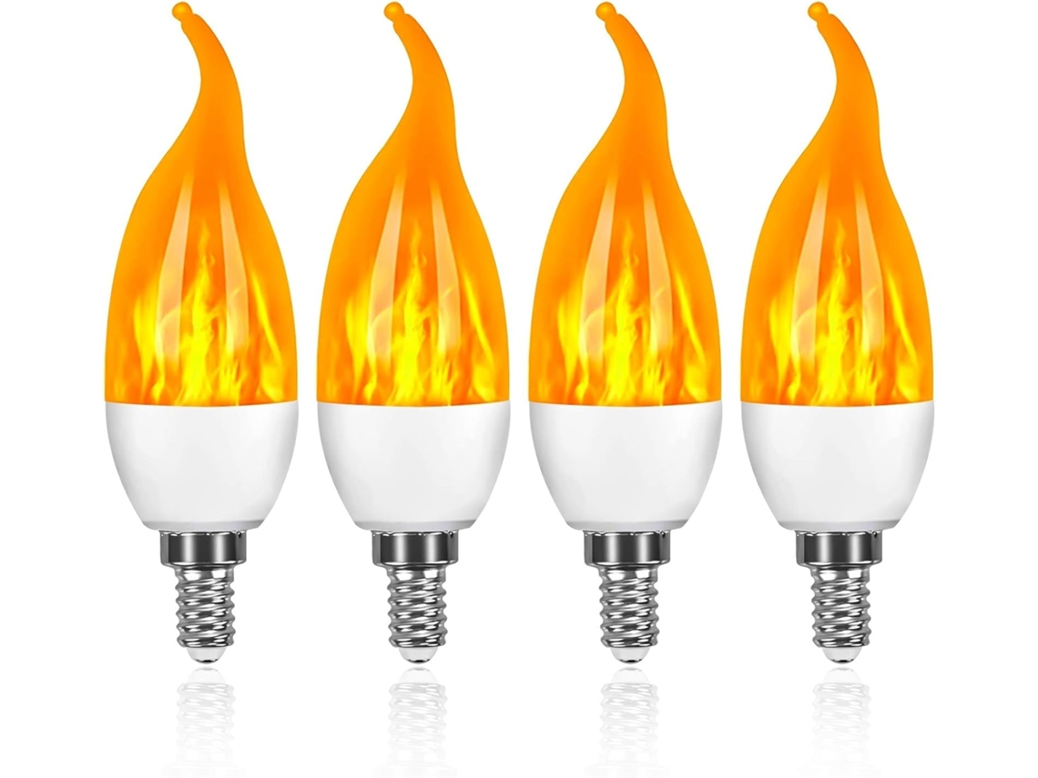 Lâmpadas LED E14 com efeito de chama, conjunto de 4 lâmpadas com 3 modos de intermitência, Luster E14 ZYBLSSBB