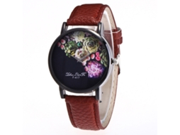 Relógio Zhoulianfa Fashion Casual para Homens e Mulheres com Pulseira de Couro Marrom