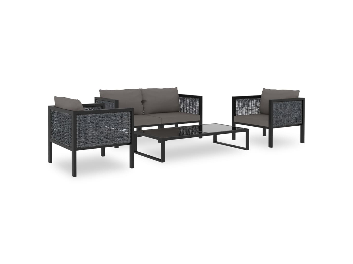 Conjunto de 5 peças para sala de estar com almofadões Vime Pe Antracite Dkd Home Decor