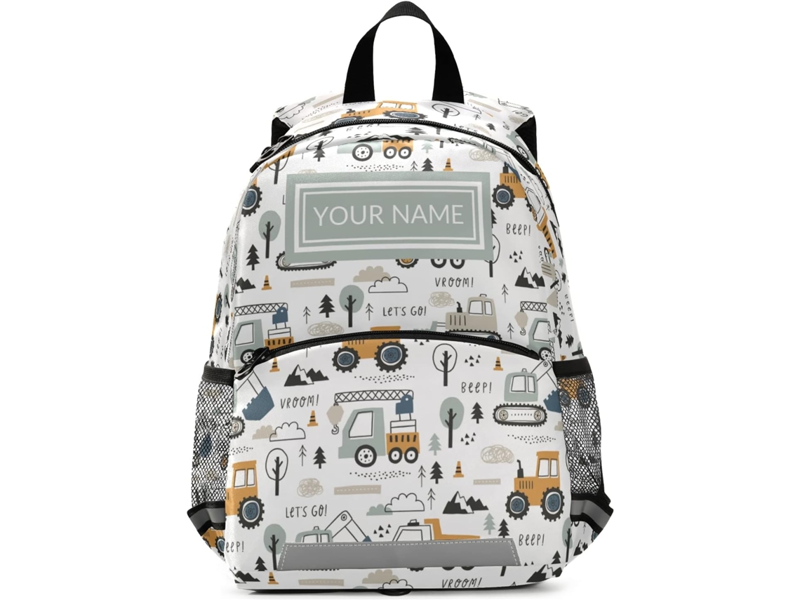 Mochila Personalizada Com Nome Mão Design Fofo Caminhão Para Bebês, Meninas Crianças Escolar Alça Segurança