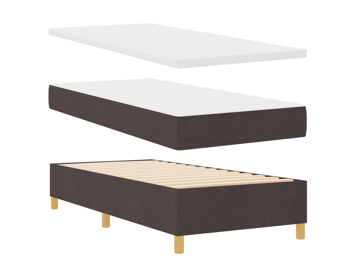 Cama Contemporânea Com Tufting Em Botões Vidaxl Castanho Fabric (100x200 Cm)