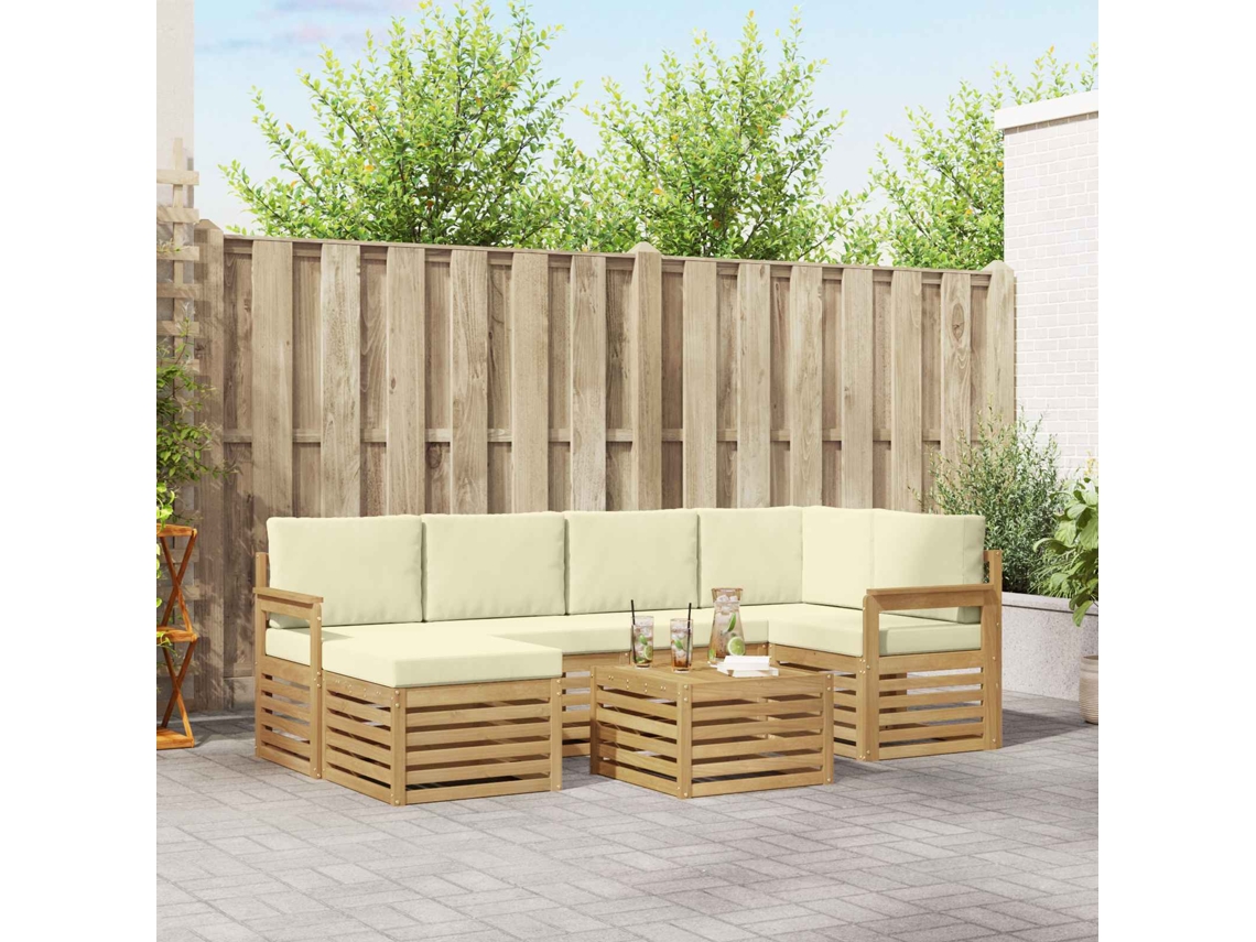 Vidaxl Conjunto De Sofás Para Exterior 7 Unid. Branco E Creme