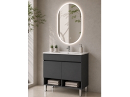 Móvel De Casa De Banho Com Pés Com Lavatório Extraplano Origenbath Nebari Sem Espelho 60x45 Cm Grafite