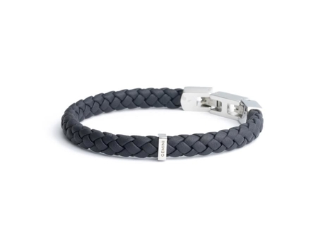 Bracelete Gêmeos Gemini Una Azul M L Couro Nappa Comprimento Ajustável 20 21 Cm Azul Escuro
