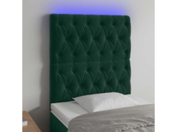 Vidaxl Cabeceira De Cama C/ Led Veludo 80x7x118/128 Cm Verde-escuro