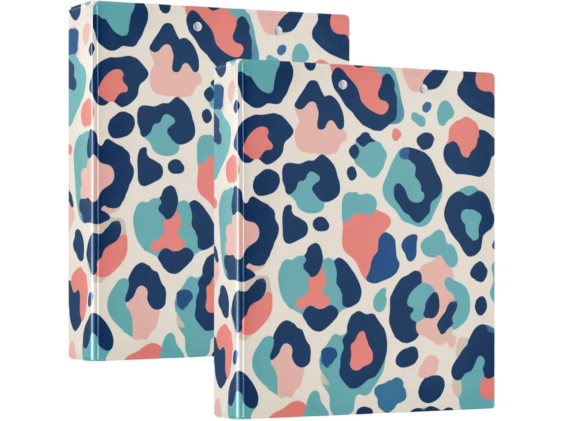 Pasta Escolar Naughty Ocean Leopard Cyan 1, 5 unidades, 3 anéis Com Sacos, Pacote Com 1 2 pastas de mesa