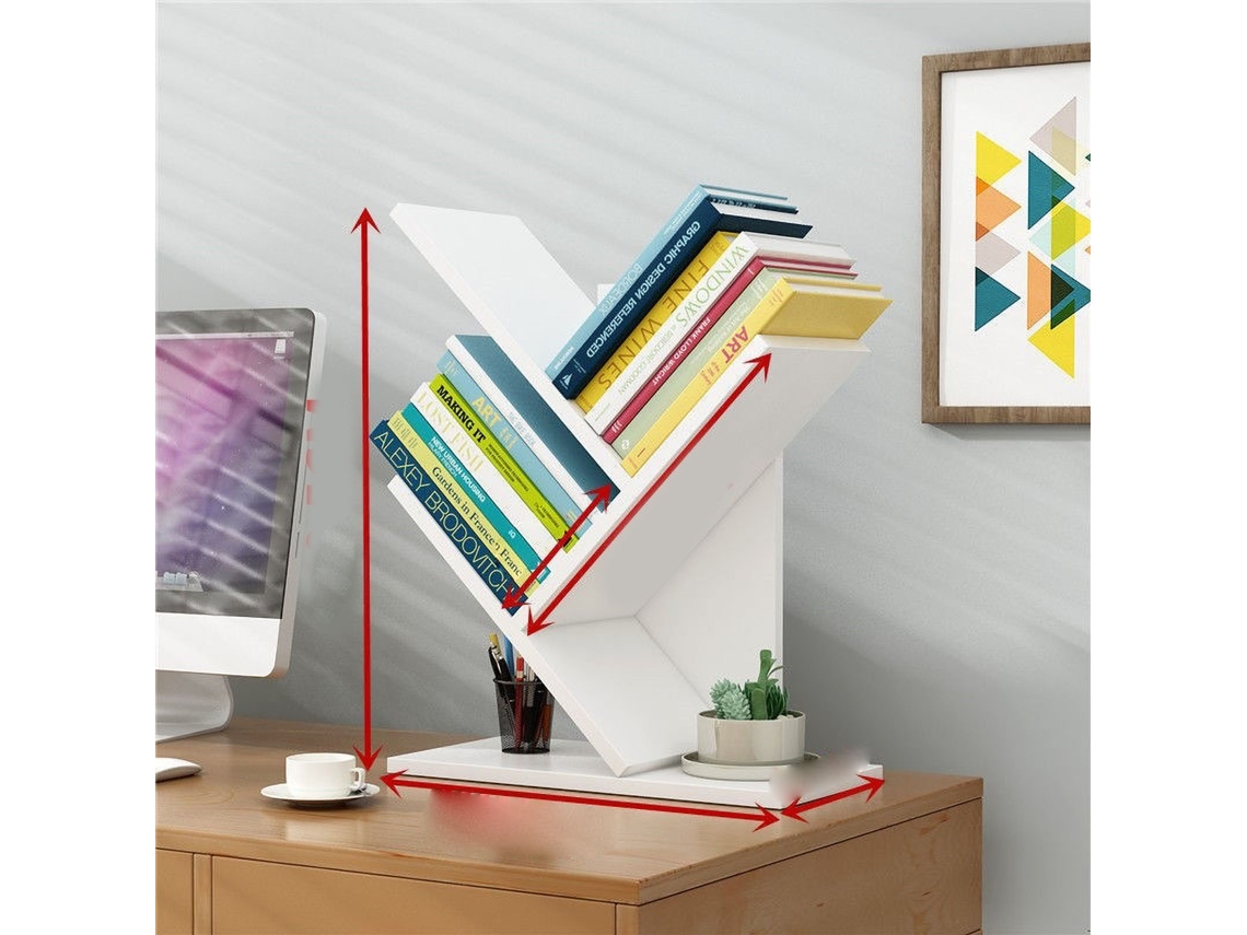 Estante de Livros em Forma de Árvore com 3 Prateleiras