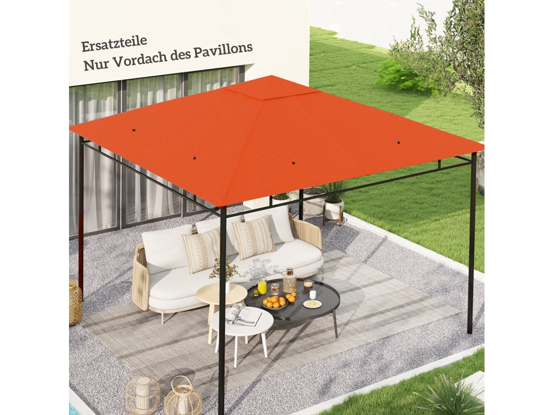 Replacement Roof For Garden Gazebo, Polyester, 2.98 X 2.98 M, Orange