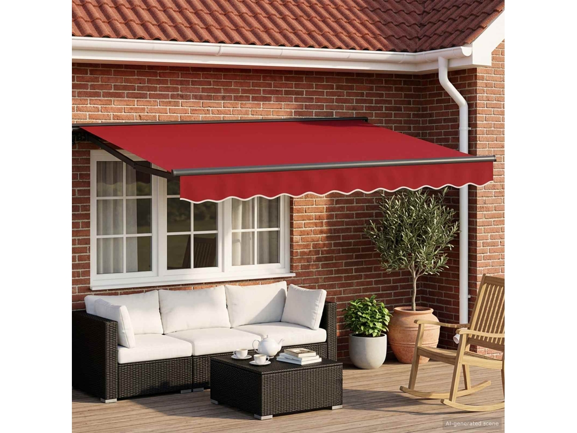 Vidaxl Toldo Retrátil Elétrico Vermelho E Antracite 3 X 2,5 M
