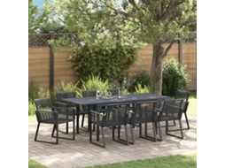 Vidaxl Conjunto De Jantar Para Jardim 9 Unid. Preto Vime Pe