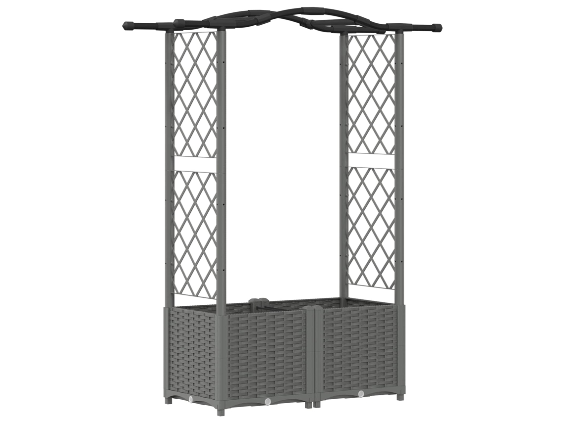 Vidaxl Cama Elevada Com Treliça E Telhado Cinzento-claro Pp