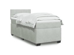 Cama De Solteiro | Camas Para Quarto | Cama Com Molas/colchão 90x190 Cm Veludo Cinza-claro