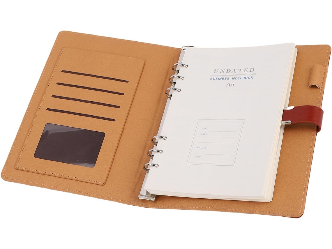 Pasta Sorandy A5, Caderno Recarregável De Couro Pu Com 6-argolas, 80-folhas, Fecho Magnético, Bolsos Cartões,