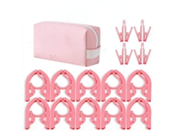 Conjunto Cabides CHRUI Dobráveis Viagem 10 Cabides com 8 Pregadores + Bolsa (rosa)