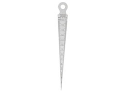 Calibre cônico de 1 a 15 mm em aço inoxidável CB02 para inspeção de furos com medidas métricas/imperiais