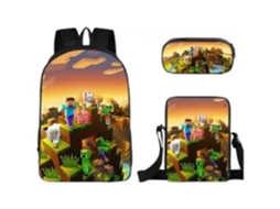 Mochila escolar Minecraft, conjunto de três peças para alunos do ensino fundamental e médio Miraflow