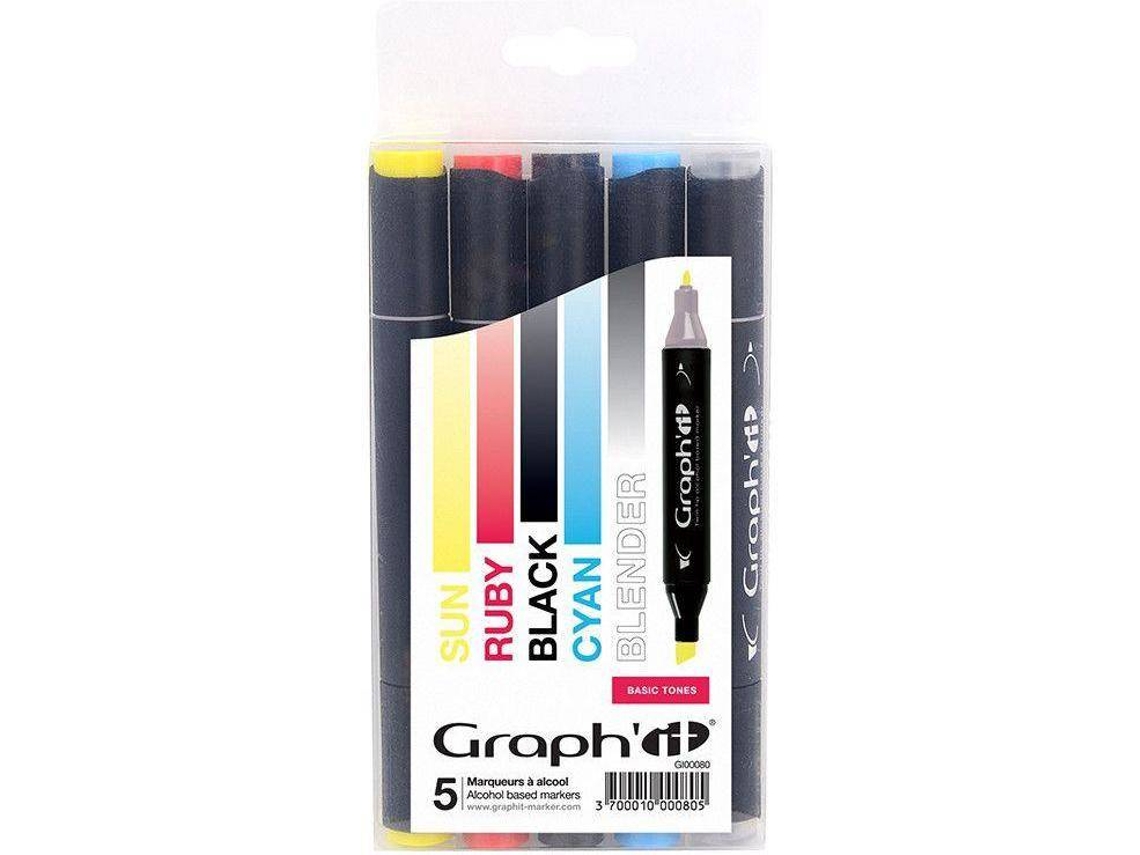 Conjunto 5 Marcadores GRAPH'IT Tons Básicos 0.8 mm