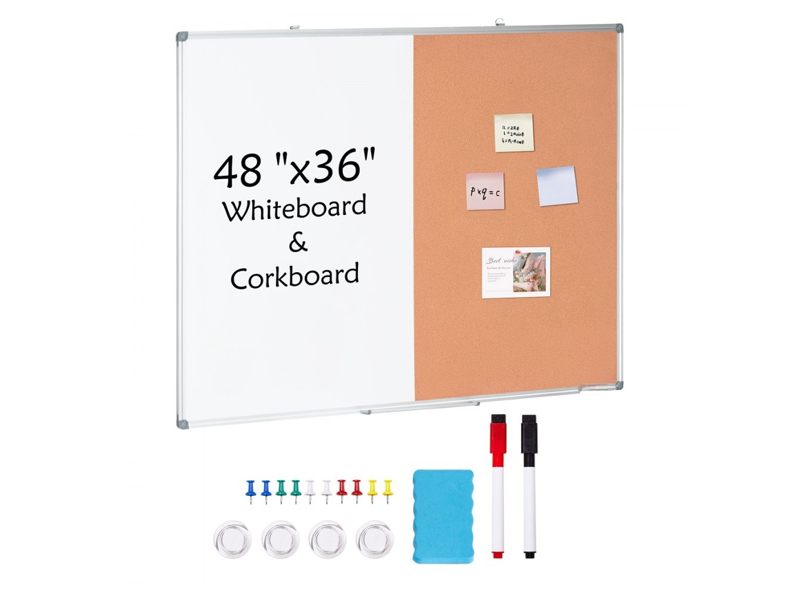 Quadro Combinado 120x90cm Com Cortiça E Branco Tekmaquinas